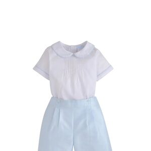 Classic White and Blue Kids Short set- little English